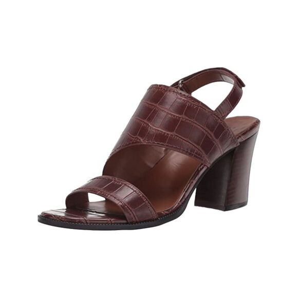 NATURALIZER Shoes - NATURALIZER Womens Brown Crocodile Raelynn Almond Slingback Sandal 6 M